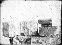 Architectural fragments from the excavations of the church in the monastery vegetable garden, from the outside facing of the apse’s corners 