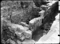 Hellenistic walls in the excavation trench near the hothouse